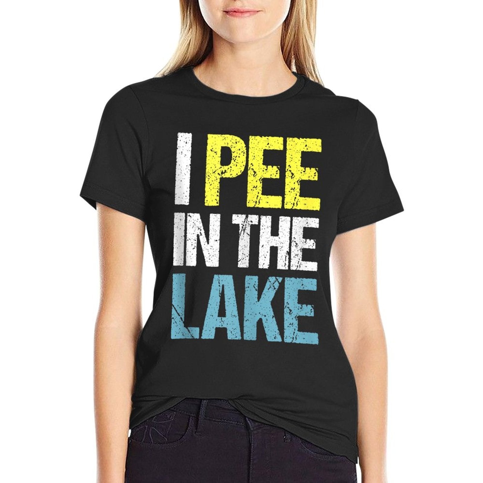 I Pee In The Lake Funny Summer Vacation  Heathered Texture T-Shirt