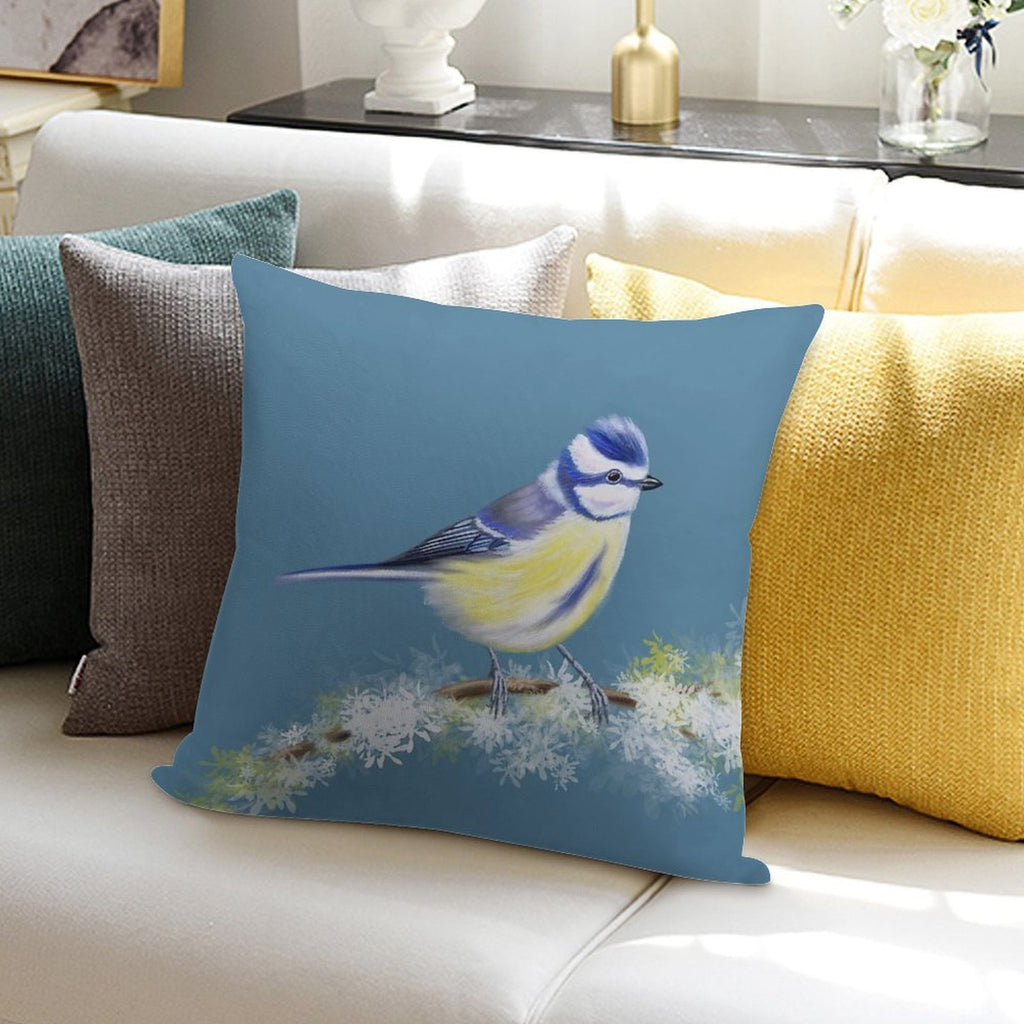 Bluetit Soft Decorative Cover Throw Pillow