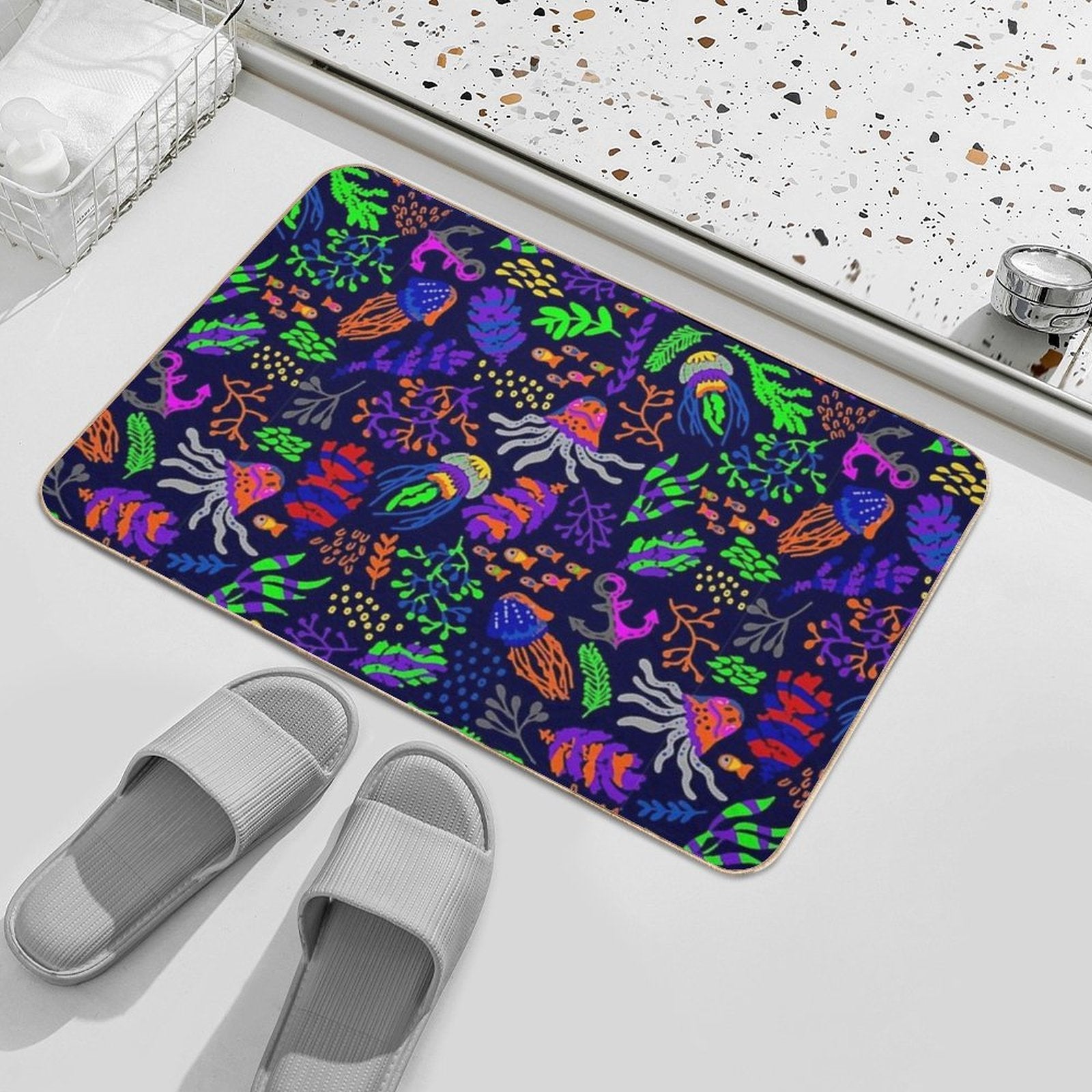 Cute Neon Aquarium  Slip-Resistant Bath Mat
