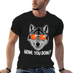 Howl You Doin Wolf with Sunglasses  Graphic-printed T-Shirt