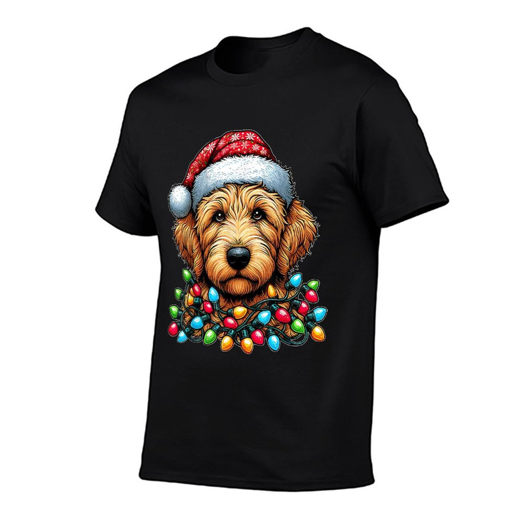 Golden Doodle Goldendoodle Christmas Hat Xmas  Oversized Silhouette T-Shirt