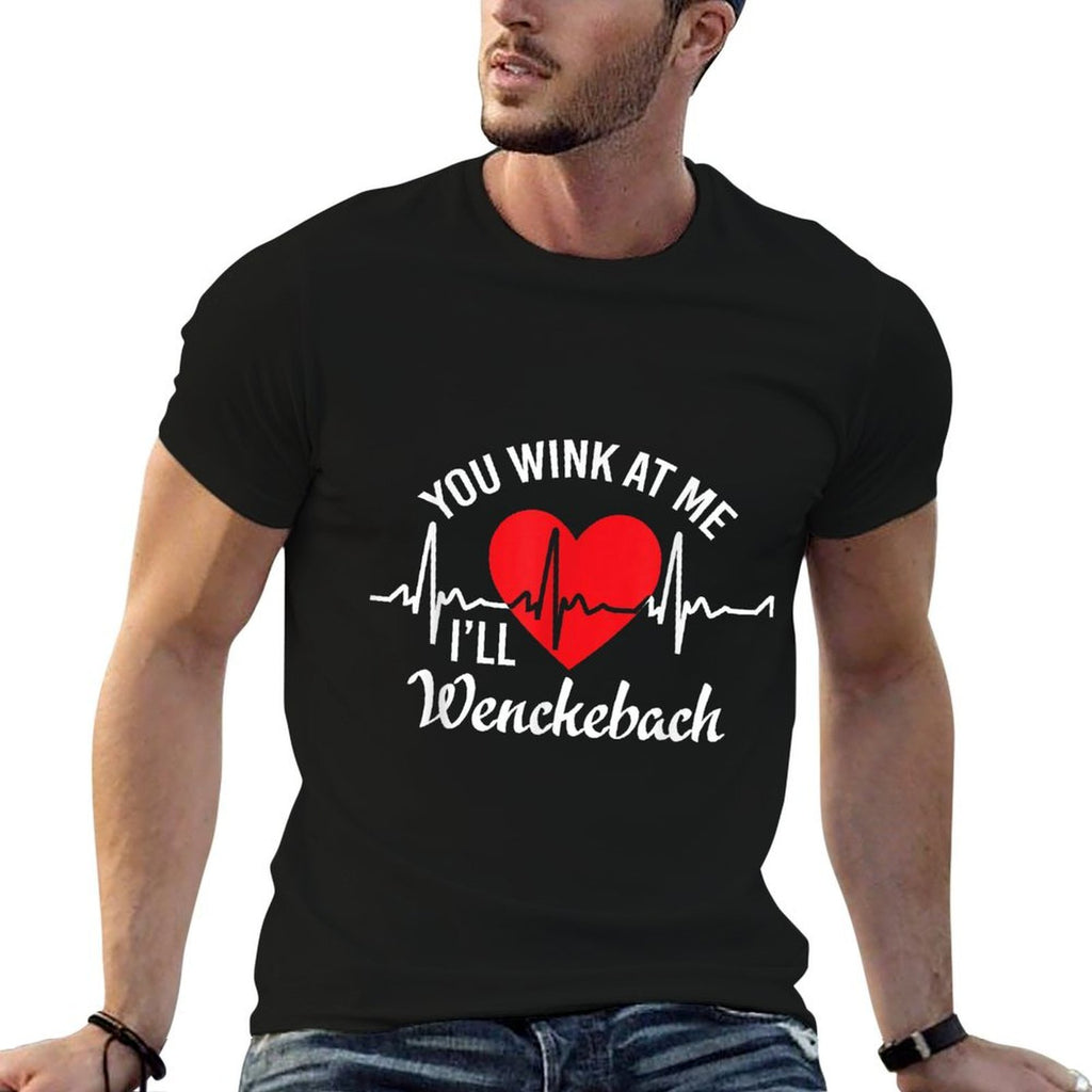 Wink at Me Ill Wenckebach Funny Heart Rhythm Cardiology Pun  Oversized Silhouette T-Shirt