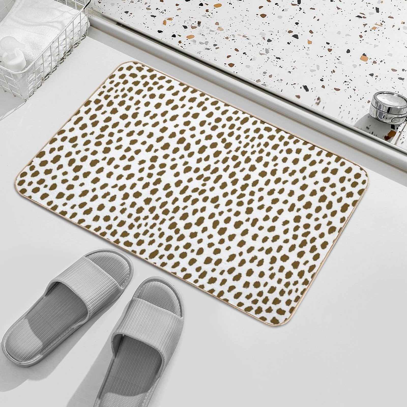 Brown Dalmatian Spots (brownwhite) Durable Bath Mat