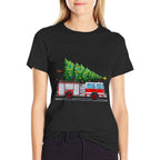 Fire Truck Christmas Tree Xmas Lights Firefighter Holiday  Oversized Silhouette T-Shirt