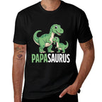 Fathers Day Papasaurus Funny Dino Kids Dad  Fade-proof Color T-Shirt