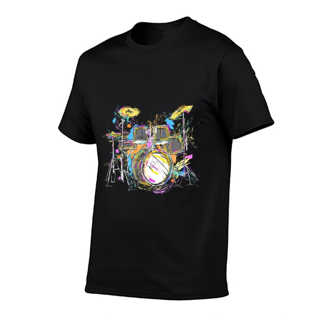Abstract Art Drums Musician Music Band Throne Noose  Ribbed Collar T-Shirt