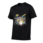 Abstract Art Drums Musician Music Band Throne Noose  Ribbed Collar T-Shirt