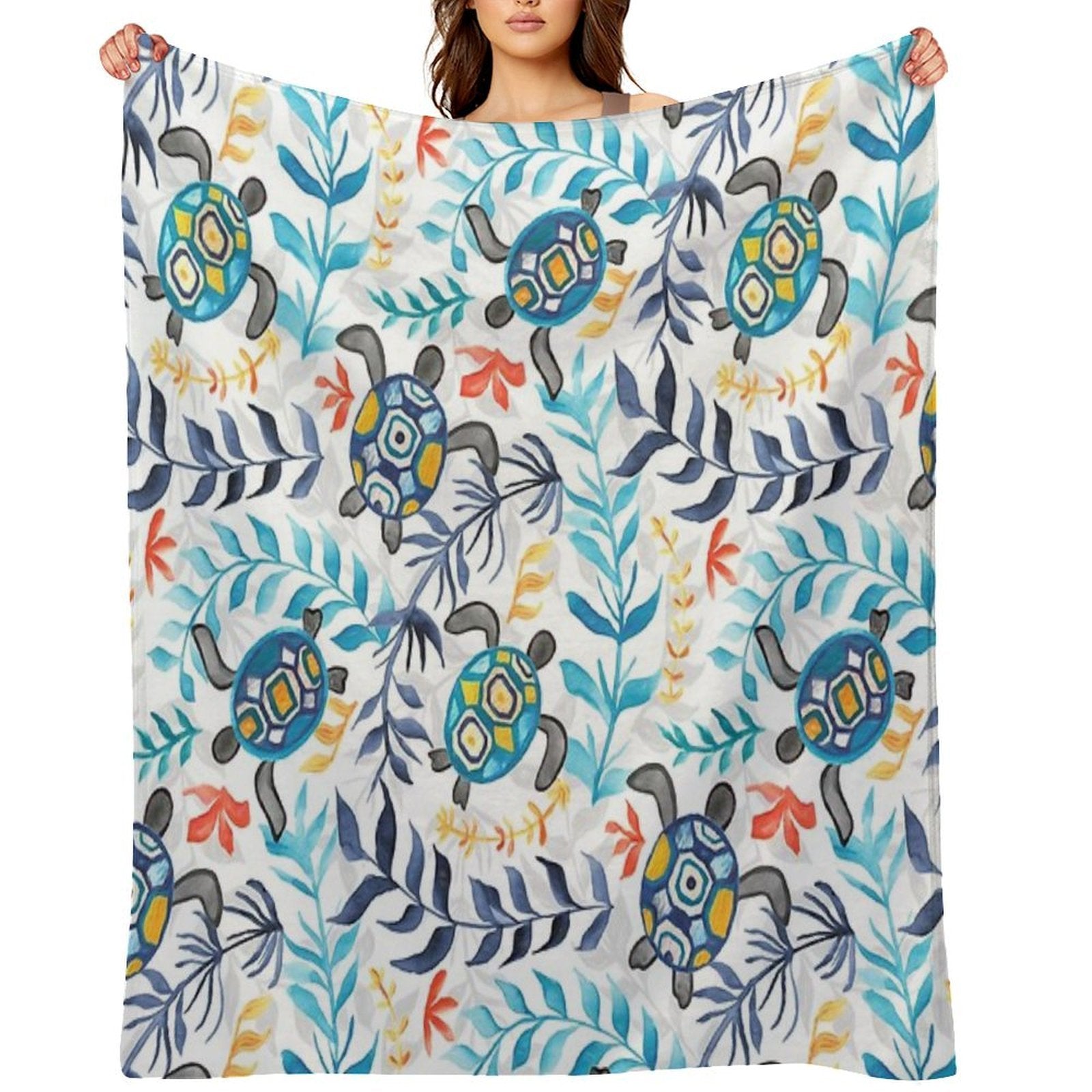 Gouache Sea Turtle Serenity Durable Throw Blanket