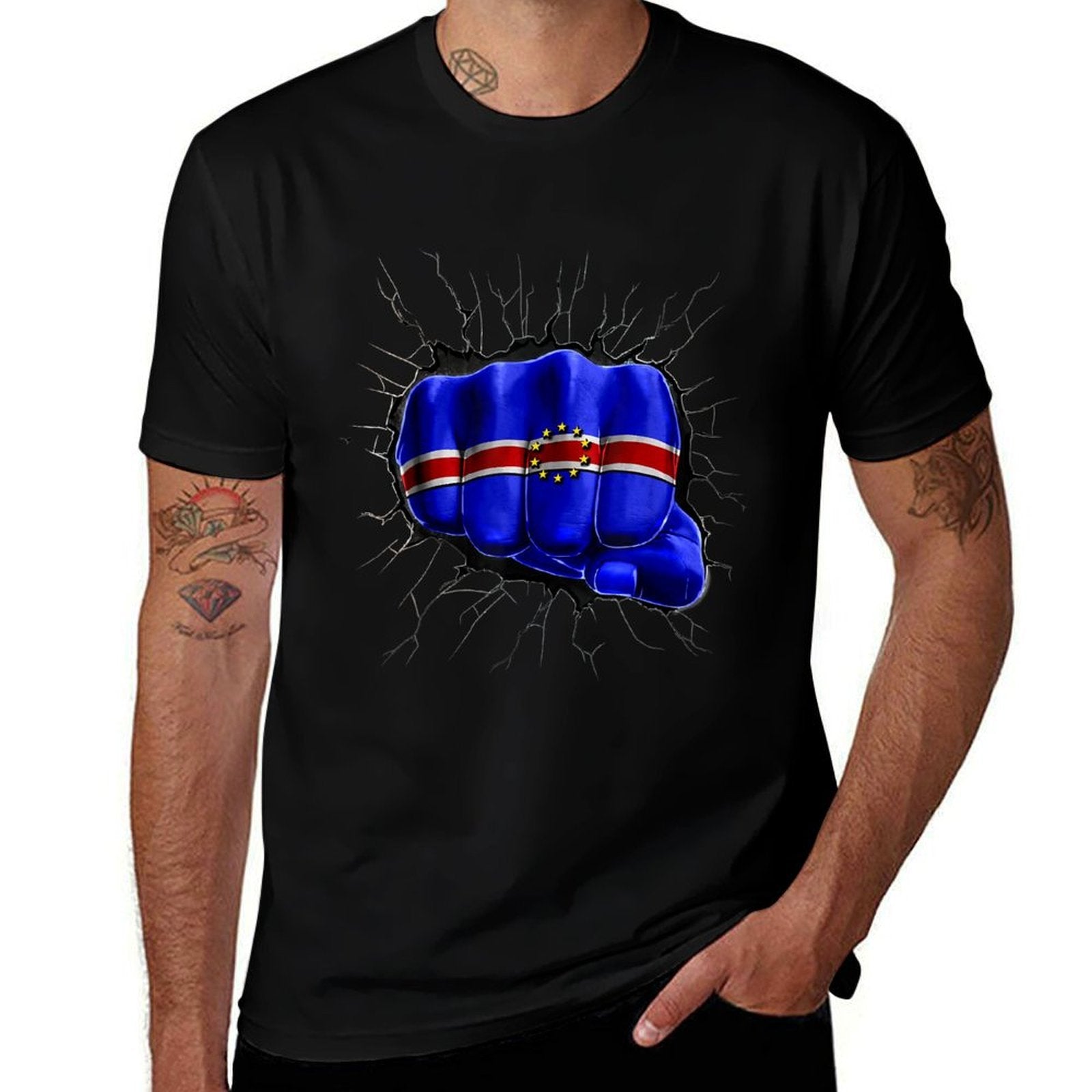 Cape Verde Cape Verdean Fist Gift  Polyester Blend T-Shirt