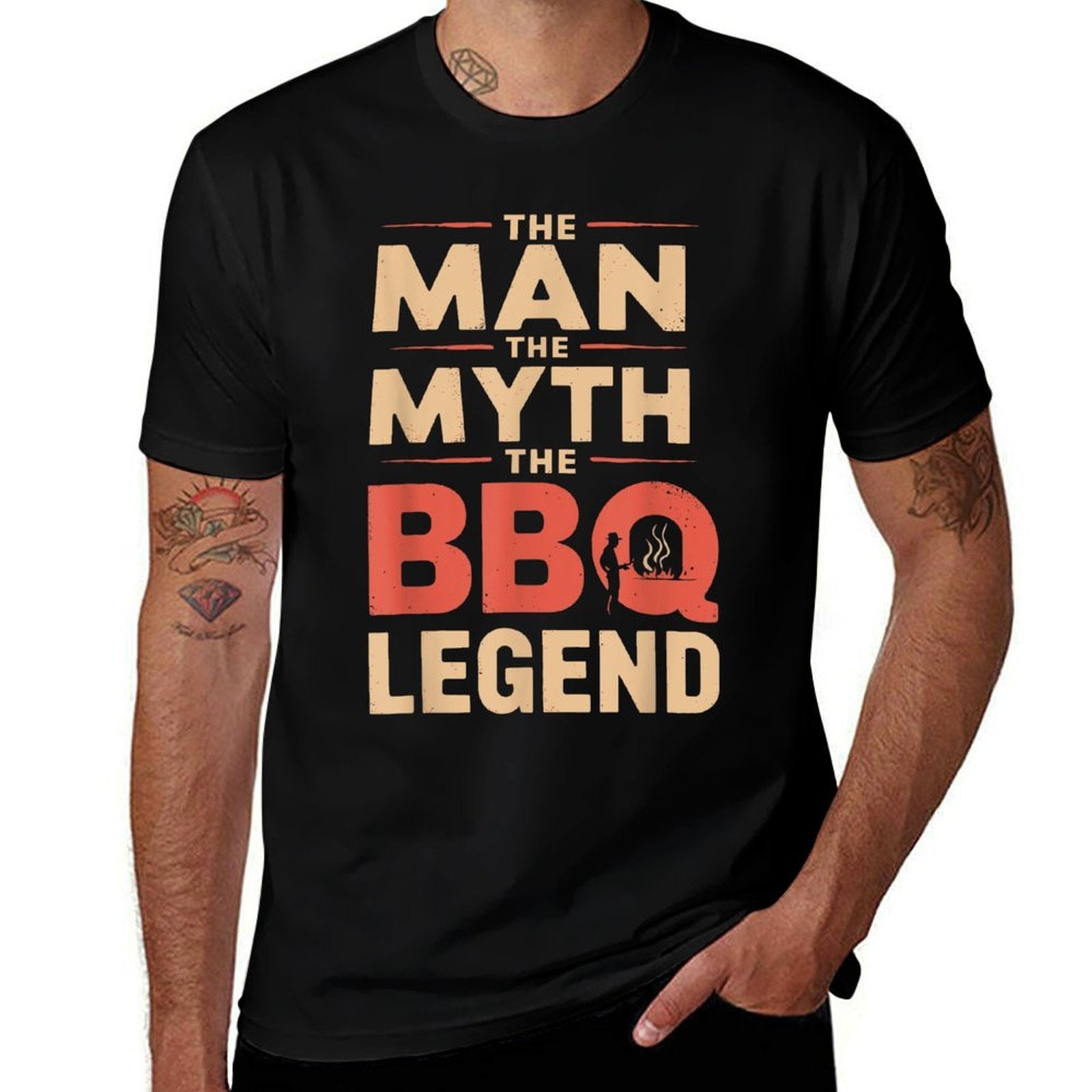 Funny The Man The Myth The BBQ Legend Fathers Day Grilling  Odor-resistant T-Shirt