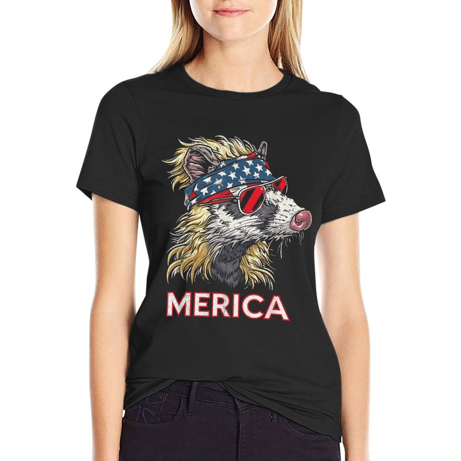 Opossum Possum - Patriotic USA 4th of July American  Versatile T-Shirt