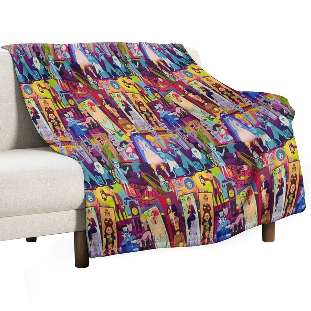 Retro Mansion Collage Multi-functional Throw Blanket