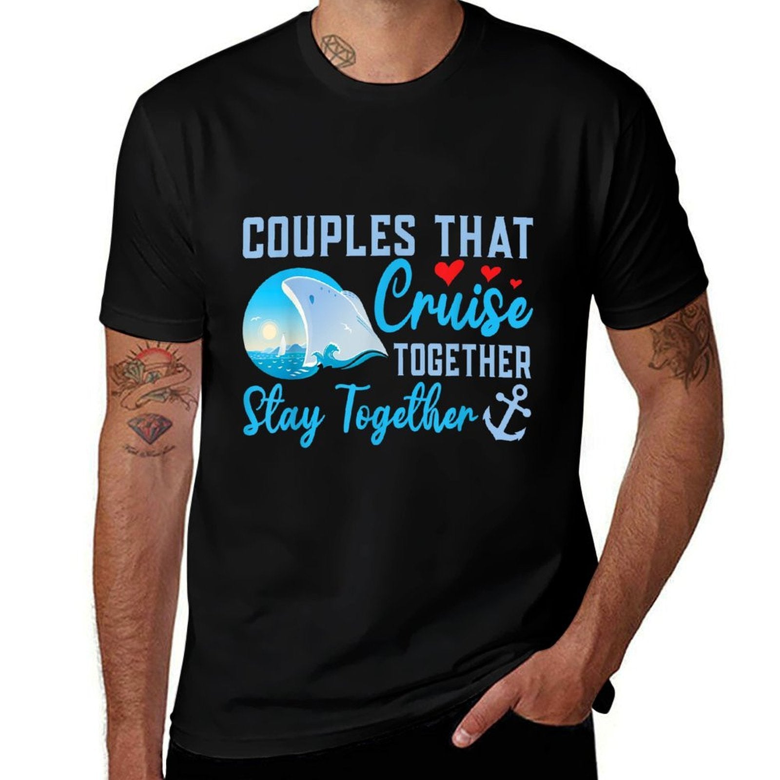 Lovely Couples That Cruise Together, Stay Together  Summer-ready Fabric T-Shirt