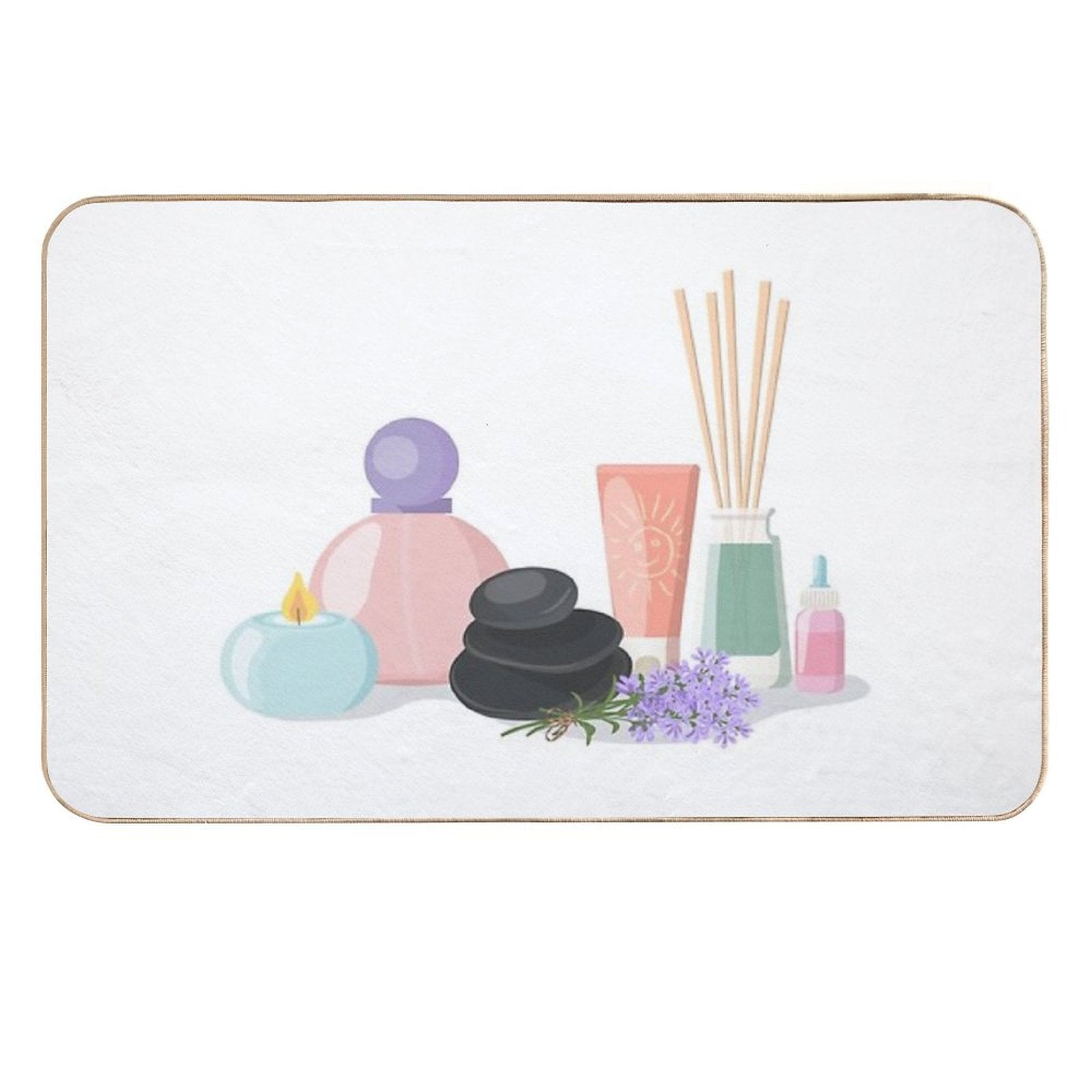 Wellness And Spa Still Life Concept, Vector Illustration  Eco-Friendly Bath Mat