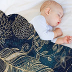 Whimsy Gold Glitter Dreamcatcher Feathers Mandala Sustainable Throw Blanket