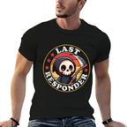 Last Responder Funny Mortician Grim Reaper, Small  Ribbed Collar T-Shirt