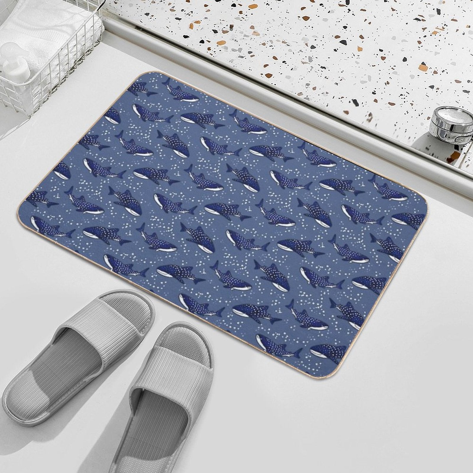 Starry Whale Sharks (Dark Version)  Anti-Trip Bath Mat