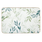 Soft Green Botanical Leaves – Minimalist Nature Pattern  Easy Maintenance Bath Mat