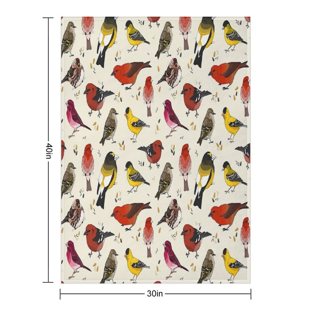 North American Finches Plush Throw Blanket