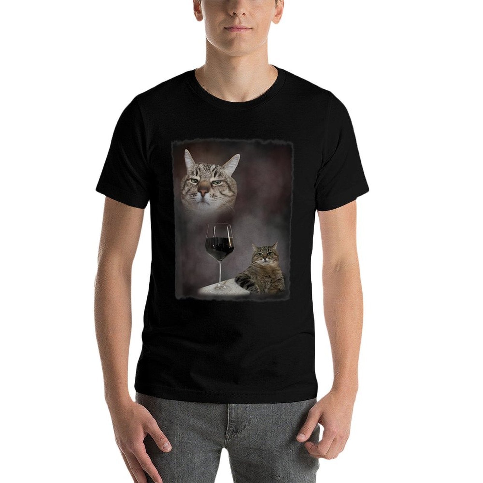 Funny Vintage Wine Cat Animal Meme 90s Sarcastic Retro Gift for Men Women  Summer-ready Fabric T-Shirt