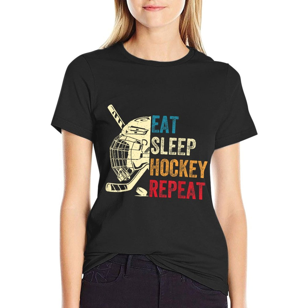 Eat Sleep Hockey Repeat Kids Adult Ice Hockey Retro Vintage  Versatile T-Shirt