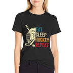 Eat Sleep Hockey Repeat Kids Adult Ice Hockey Retro Vintage  Versatile T-Shirt