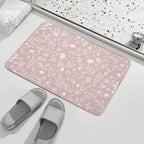 Botanical-Pattern, Set, Pink, 2, Pale-pink, Botanic, Nature, Botanical, Floral, Flowers, Floral-pattern, Leaves, Plants, Minimal  Easy To Clean Bath Mat