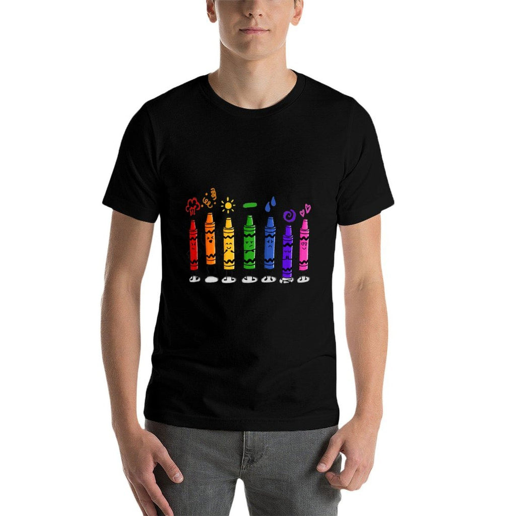 Colorful Color Crayon Attitudes Emotions of The Rainbow  Moisture-wicking T-Shirt