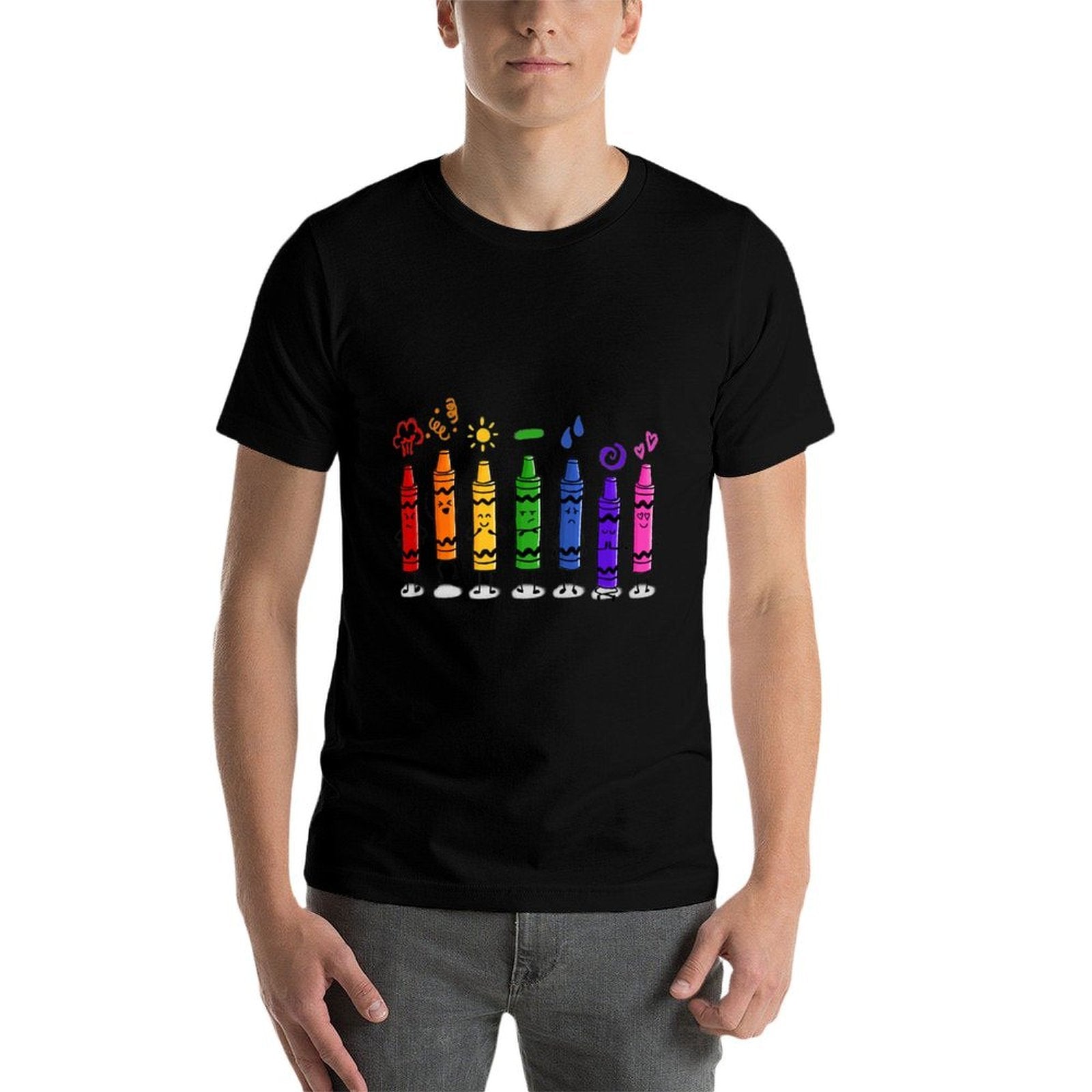 Colorful Color Crayon Attitudes Emotions of The Rainbow  Moisture-wicking T-Shirt
