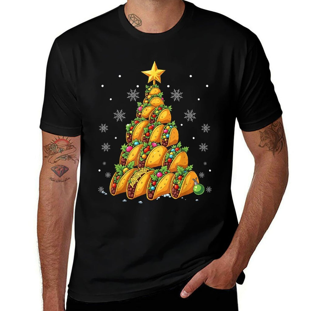 Taco Christmas Tree Xmas Mexican Food Men Women Kids  Stretchy T-Shirt