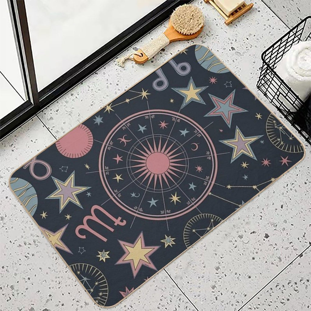 Celestial Dreamscape Pattern  Fade-Resistant Bath Mat