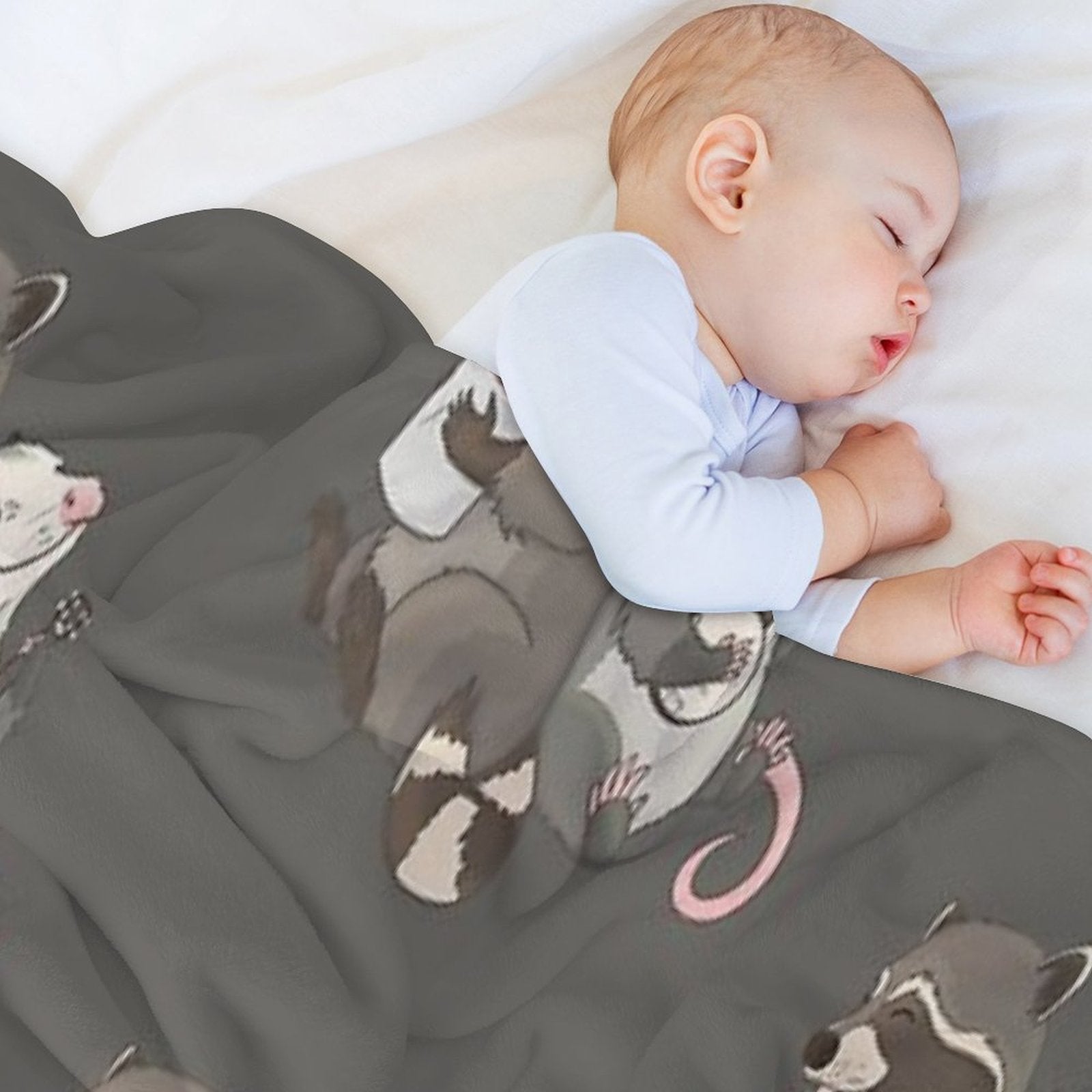 Opossum And A Racoon Playing Instruments Easy Care Throw Blanket