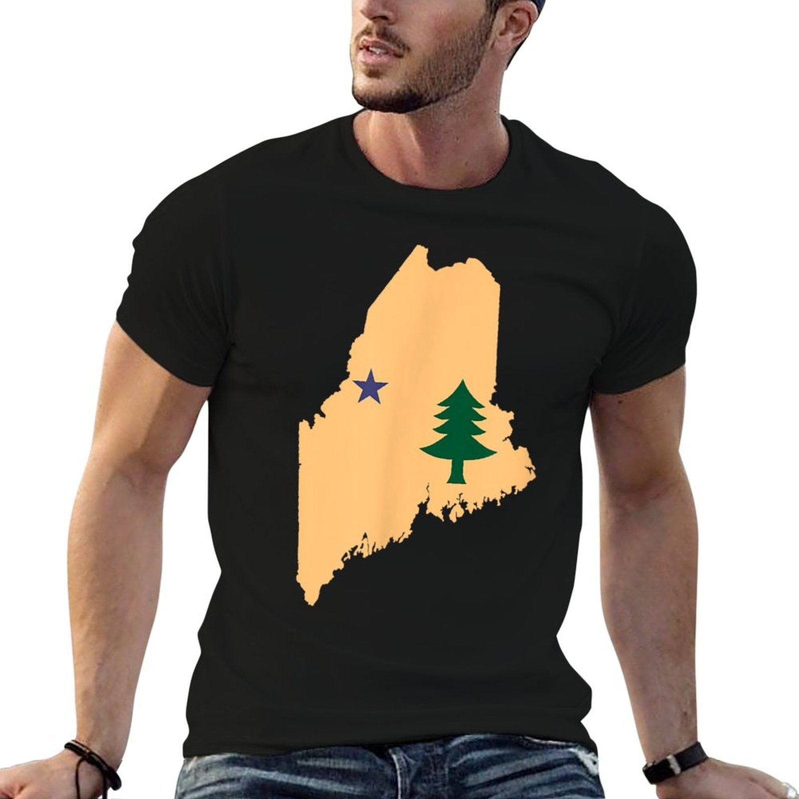 Original Maine State Gift Northern New England Dirigo  Cotton T-Shirt
