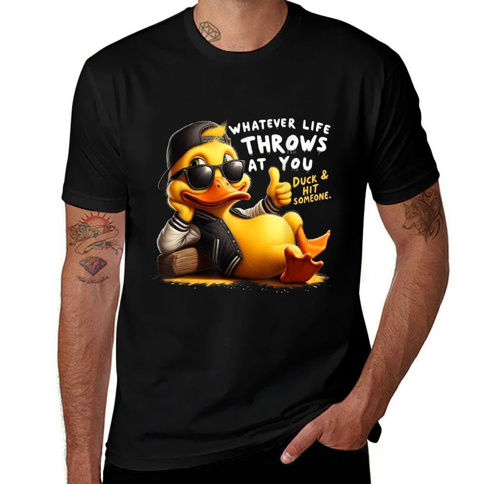 Humor Duck Meme Sarcastic Funny Duck Funny Joke Quote  Fade-proof Color T-Shirt