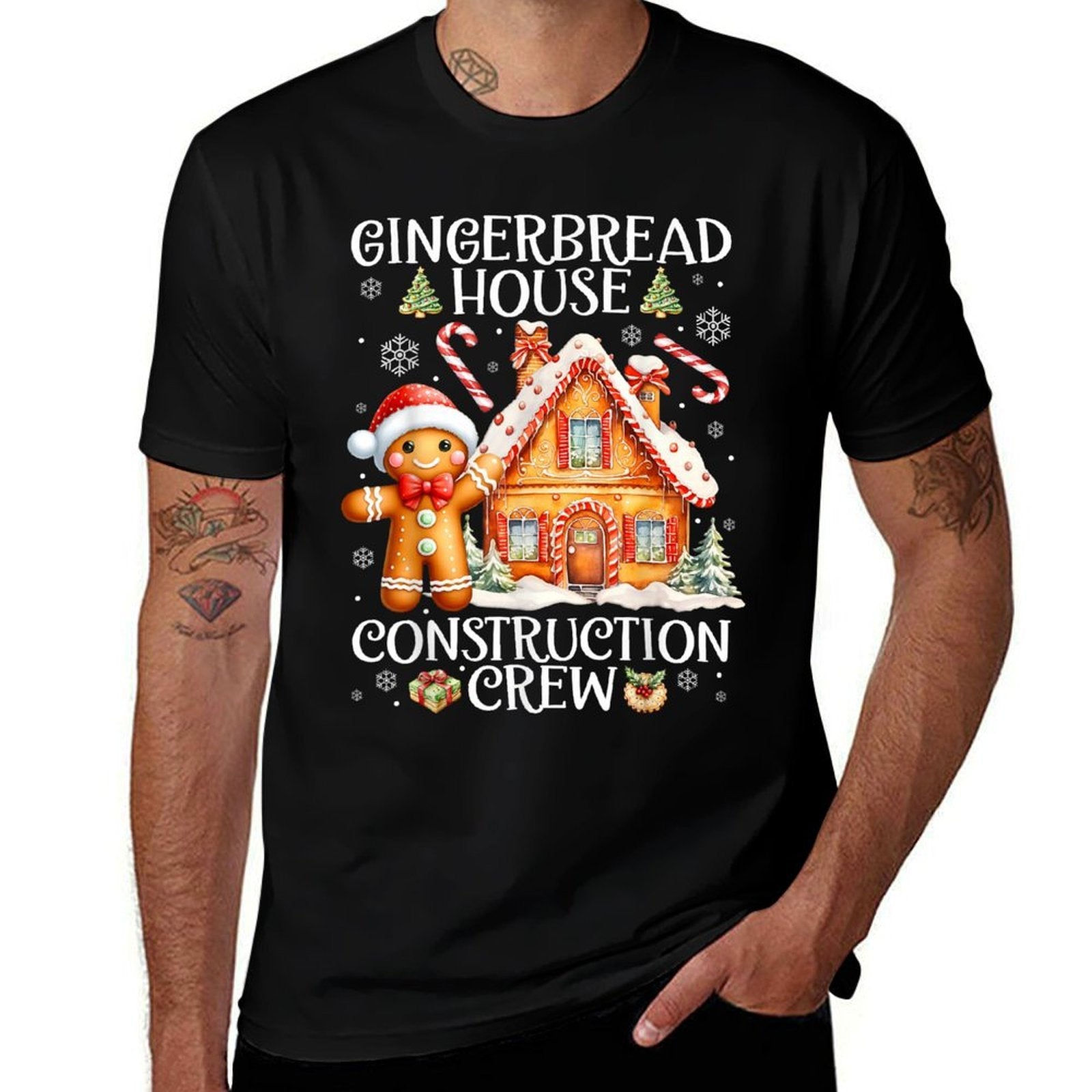 Baking Gingerbread House Construction Crew Christmas Pajamas  Odor-resistant T-Shirt
