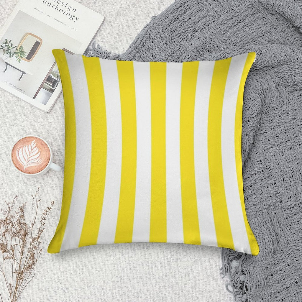 Yellow And White Deckchair Stripe Pattern Soft Luxury Feel Throw Pillow