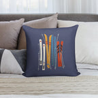 Retro Colorful Skis Soft Style Accent Throw Pillow