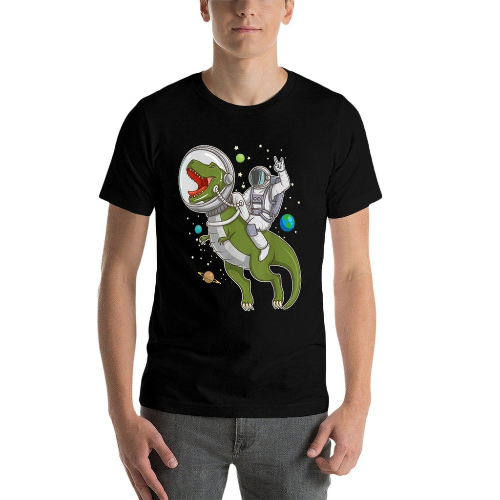 Astronaut Riding T-Rex Dinosaur Astro T-Rex Space Gift  Polyester Blend T-Shirt