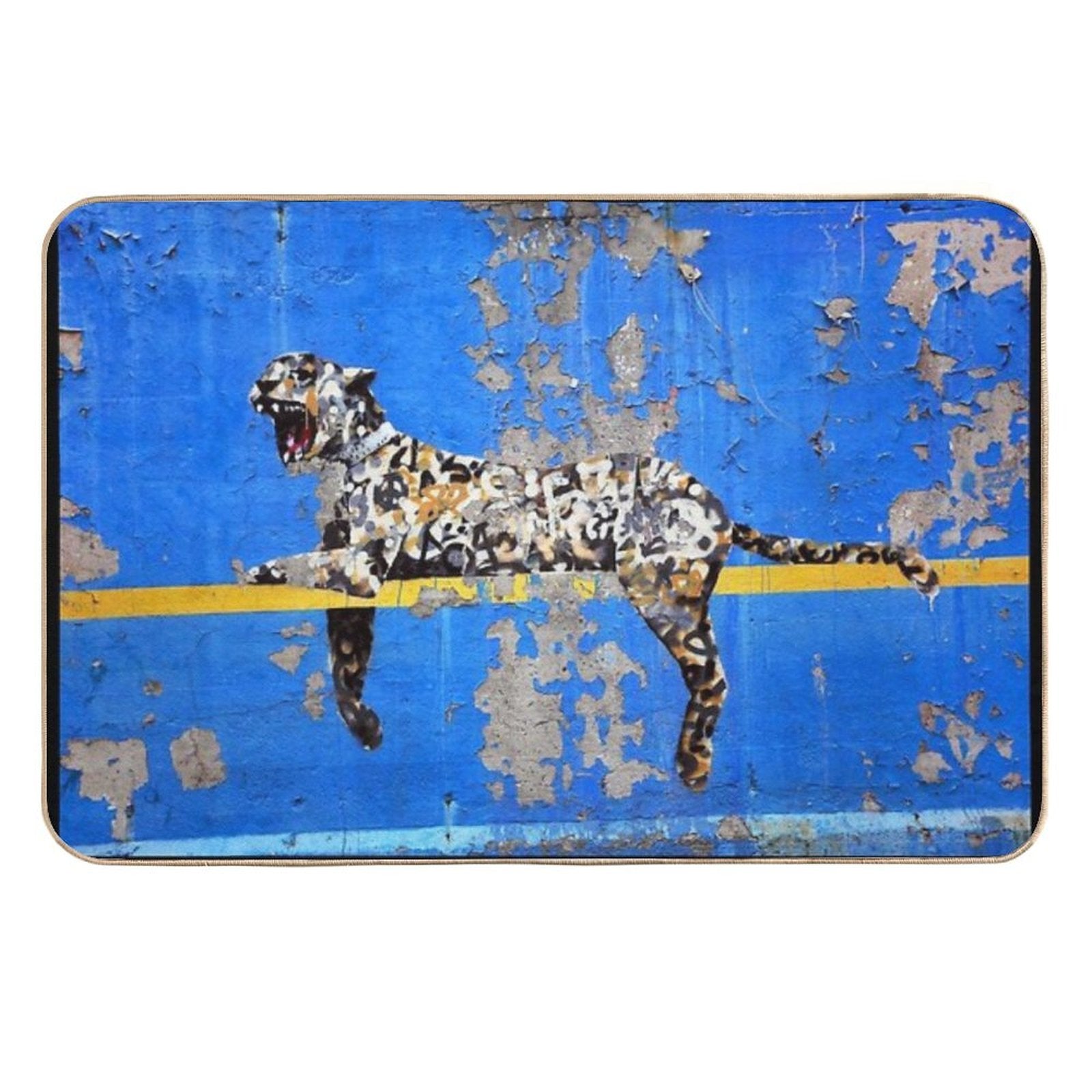 Banksy Mural Graffiti Leopard Bronx Zoo Wall  Easy Maintenance Bath Mat