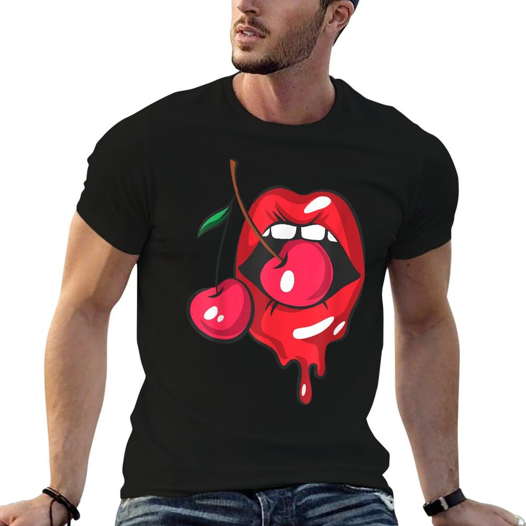 Red Lips And Cherries Sexy Trendy Vintage Retro  Relaxed-fit T-Shirt