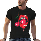 Red Lips And Cherries Sexy Trendy Vintage Retro  Relaxed-fit T-Shirt