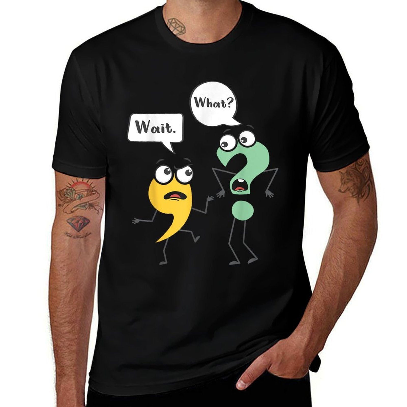 Wait What - Funny English Teacher Grammar Police Grammarian  Graphic-printed T-Shirt