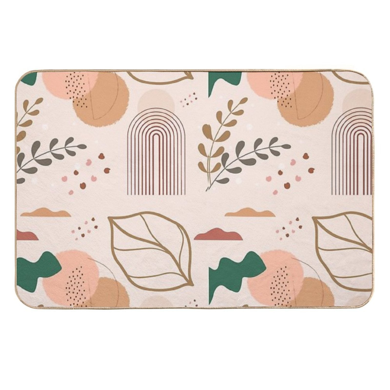 Organic Boho Leaf Aesthetic Design  Absorbent Bath Mat