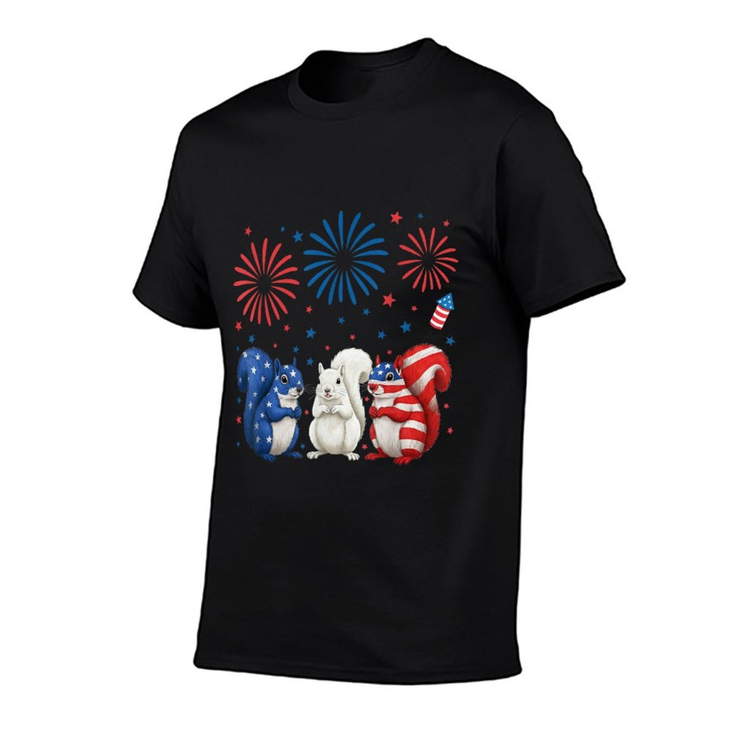 Squirrel USA Patriotic 4th of July Gifts Men Women Kids  Cotton T-Shirt