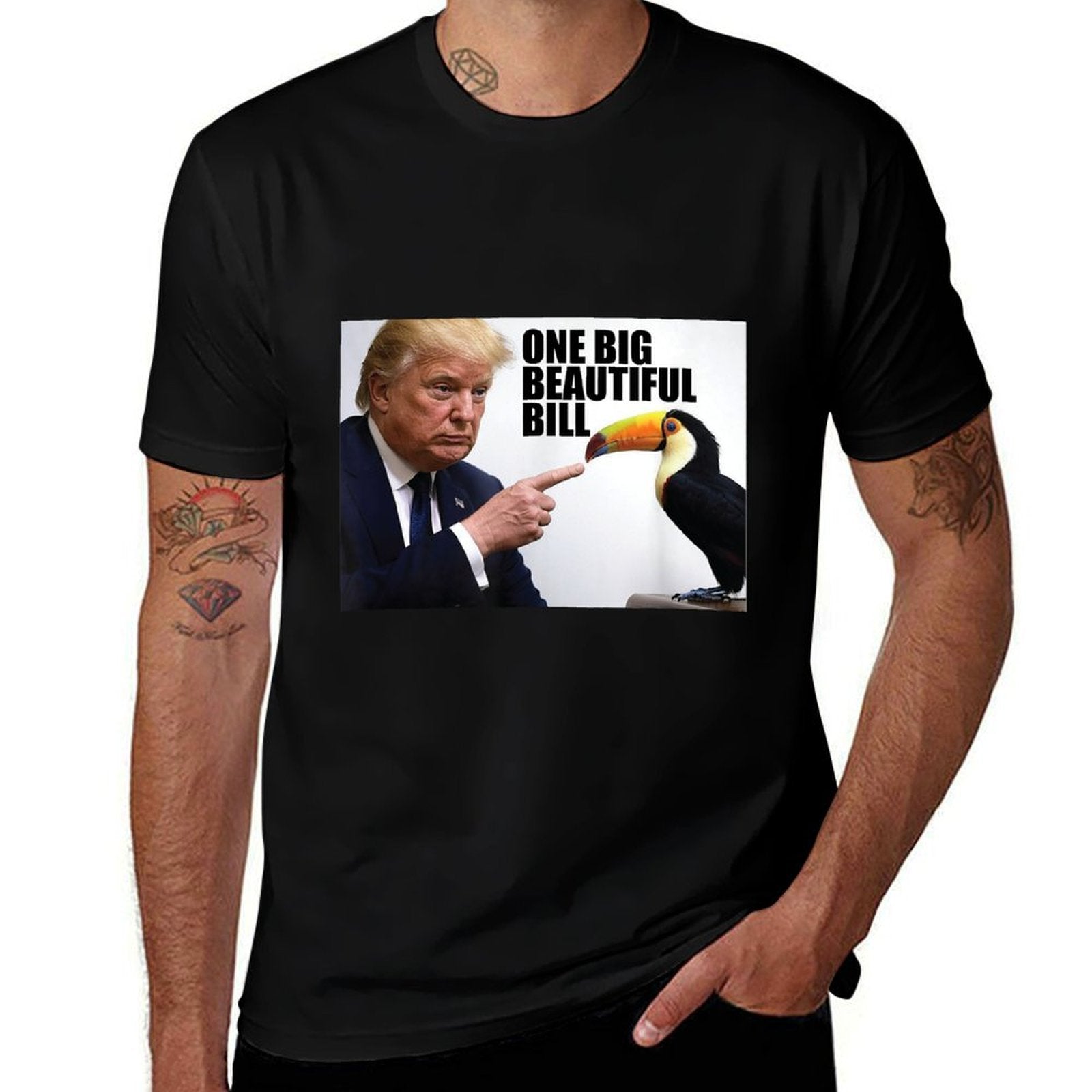 Funny Pun Donald Trump One Big Beautiful Bill  Fade-proof Color T-Shirt