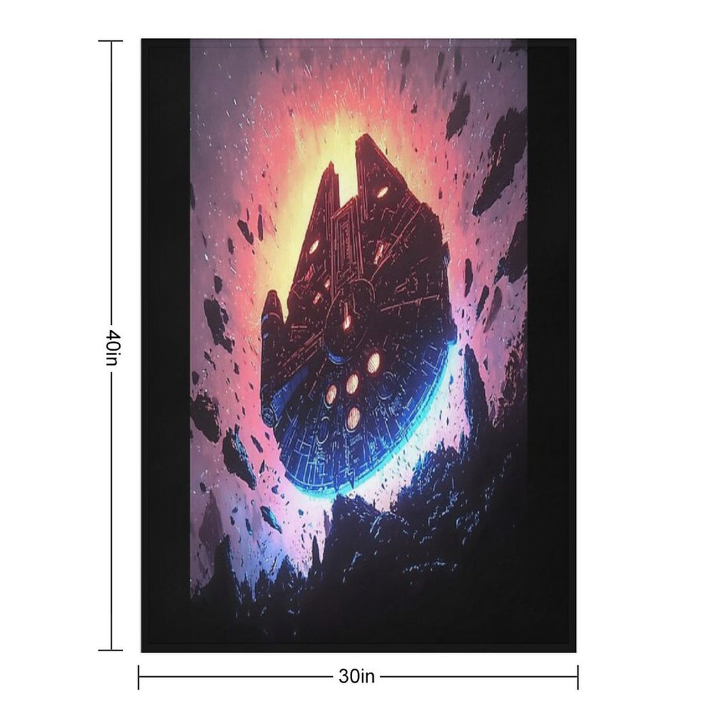 Millennium Falcon in Asteroid Field Wrinkle-free Throw Blanket