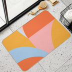 Geometric Shapes  Retro Beach Vibes Colors  Eco-Friendly Bath Mat