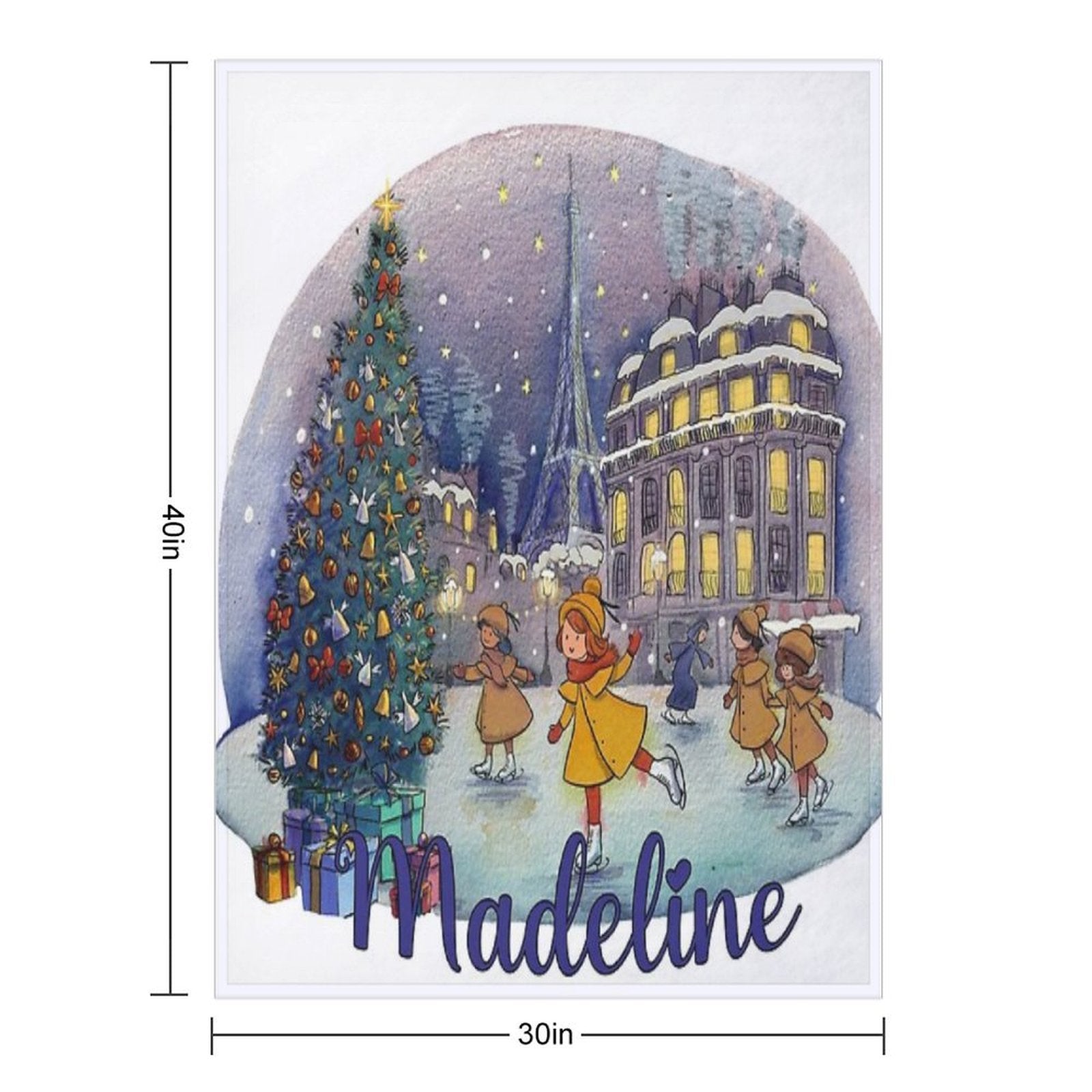 Madeline Paris Christmas Ice Skating Comfort Throw Blanket