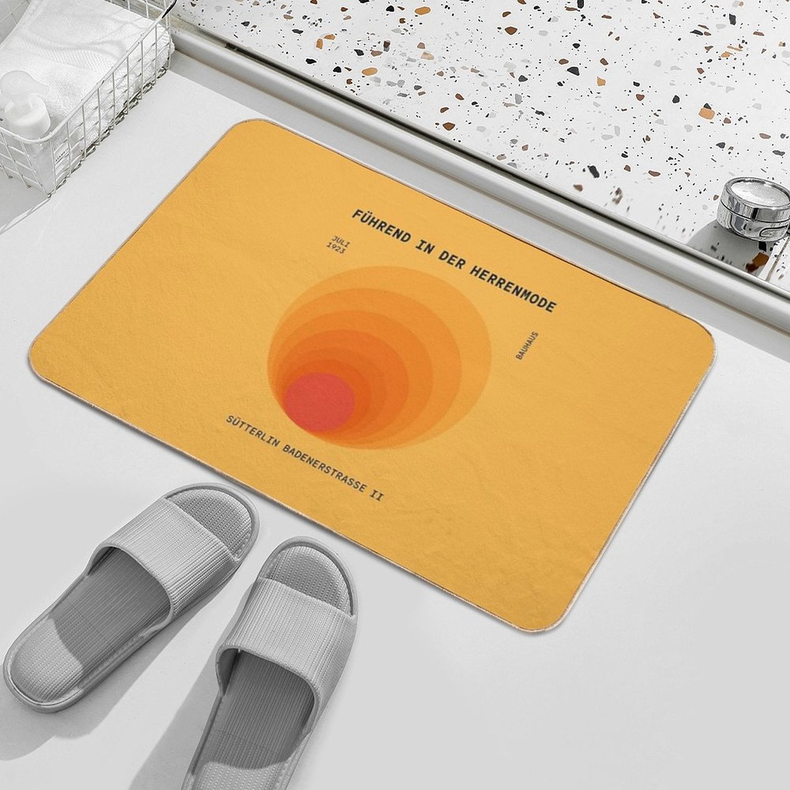 Sun  Bauhaus Poster I  Dirt-Trapping Bath Mat
