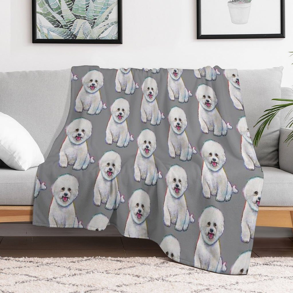 Cute And Floofy Bichon Frise by Robert Phelps Multi-functional Throw Blanket